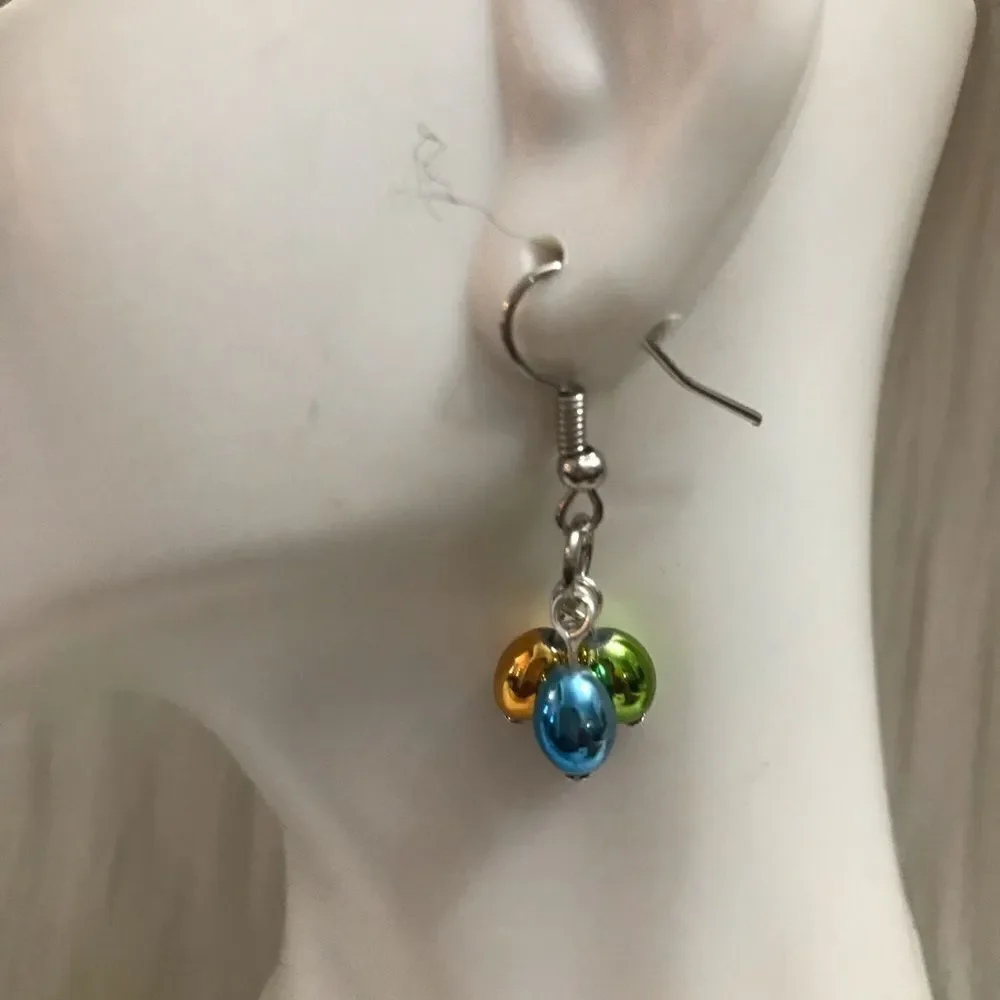 Ladies metallic beaded earrings